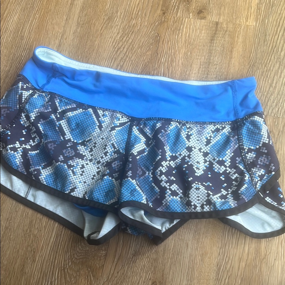 Lululemon Athletica Blue and Black Athletic Shorts with Compression Liner